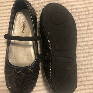 Black sparkle slip on shoes